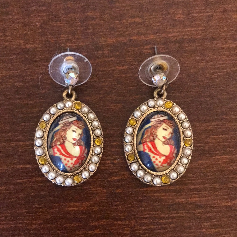 Betsey Johnson pinup sailor earrings